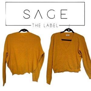 Sage the Label Mustard Yellow V-Neck Sweater Size Medium